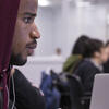 Student working in a computer lab